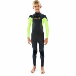 Rip Curl Junior Dawn Patrol 3/2mm Chest-Zip Wetsuit - Lemon -CoastWaterSports Sales Shop 2021 Rip Curl Junior Dawn Patrol 32mm Chest Zip Wetsuit Lemon WSM9KB 8762 3