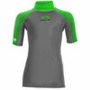 Sola Junior Short Sleeve Rashvest - Charcoal/Green -CoastWaterSports Sales Shop 2021 Sola Junior Short Sleeve Rashguard KIDS front flime grey
