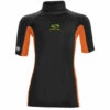 Sola Junior Short Sleeve Rashvest - Black/Orange -CoastWaterSports Sales Shop 2021 Sola Junior Short Sleeve Rashguard KIDS front orng blk