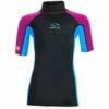 Sola Junior Short Sleeve Rashvest - Magenta/Turquoise 2 Sola Junior Short Sleeve Rashvest - Magenta/Turquoise -CoastWaterSports Sales Shop 2021 Sola Junior Short Sleeve Rashguard KIDS front pink blue