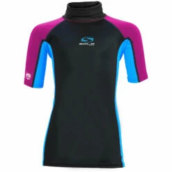 Sola Junior Short Sleeve Rashvest - Magenta/Turquoise