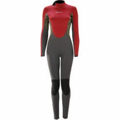 Sola Womens H20 4/3mm Back-Zip Wetsuit - Burgundy/Leaf Print