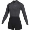 Mystic Womens Lunar 2/2mm Front-Zip Longarm Shorty Wetsuit - Black