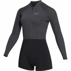 Mystic Womens Lunar 2/2mm Front-Zip Longarm Shorty Wetsuit - Black