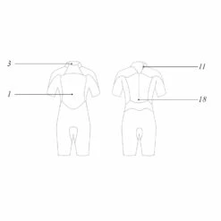 Mystic Kids Star 3/2mm Back-Zip Flatlock Shorty Wetsuit - Navy -CoastWaterSports Sales Shop 35400.180062 410 Outline Diagram