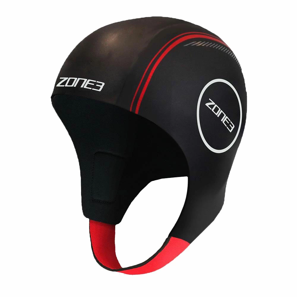 Zone3 Neoprene Swim Cap - Black/Red 3 Zone3 Neoprene Swim Cap - Black/Red